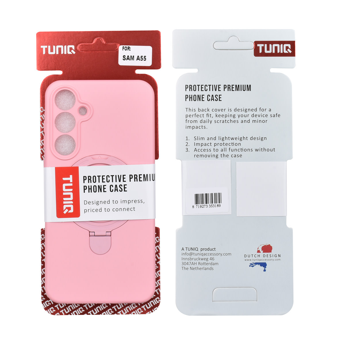 TUNIQ TUNIQ Galaxy A55 Backcover hoesje - Magsafe With Ring Stand - Hanger - Sakura Pink, foto 3 van 3