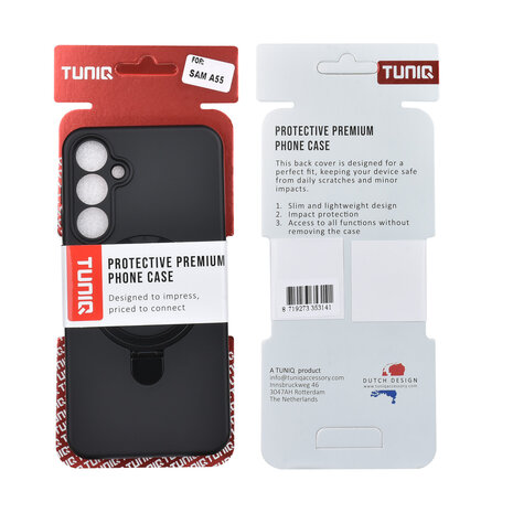 TUNIQ TUNIQ Galaxy A55 Backcover hoesje - Magsafe With Ring Stand - Hanger - Zwart