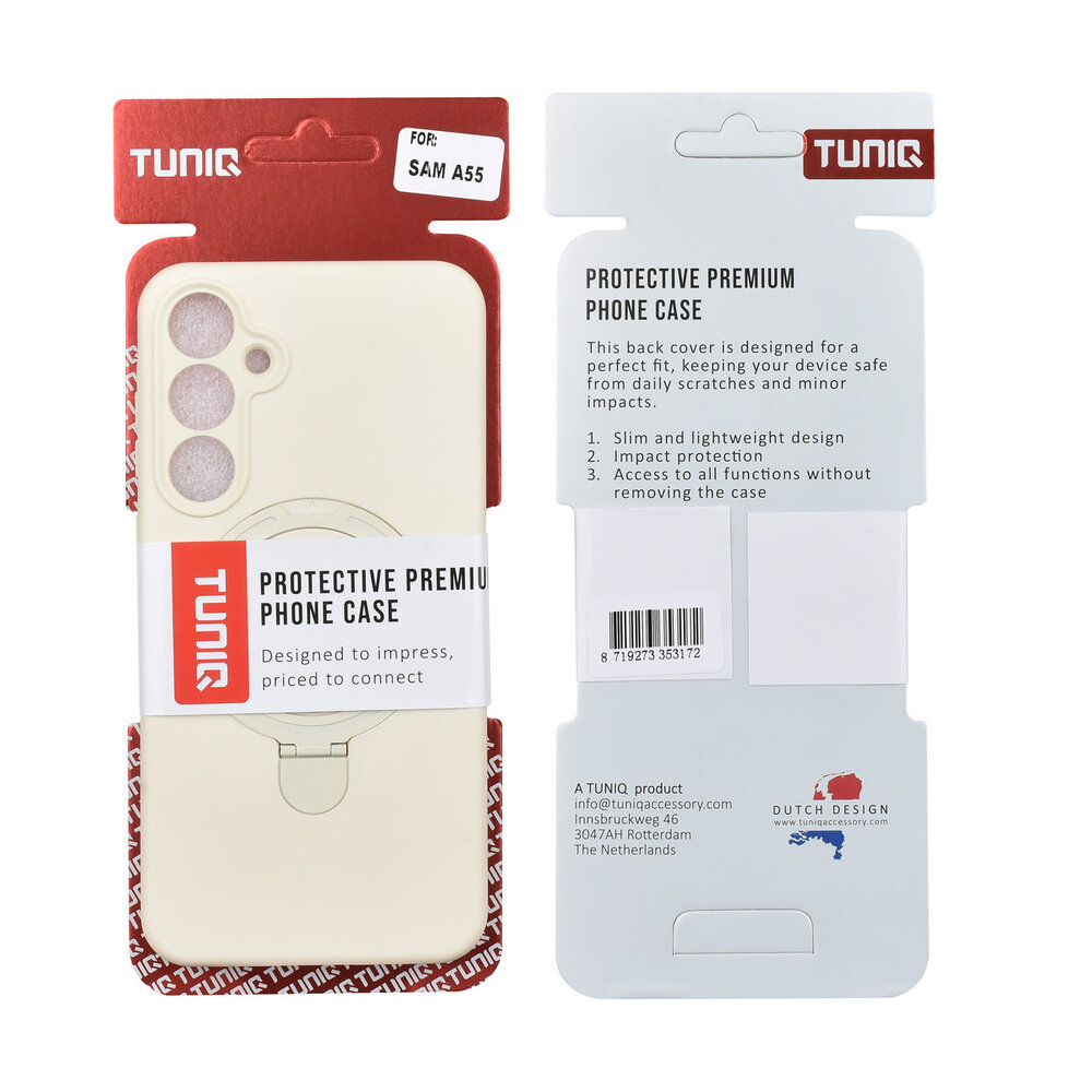 TUNIQ TUNIQ Galaxy A55 Back cover coque - Magsafe With Ring Stand - Hanger - Antique White