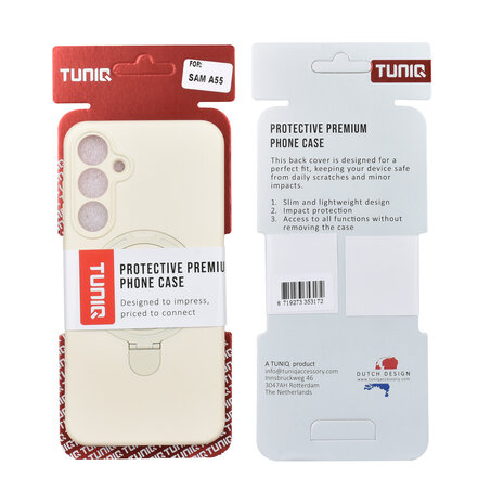 TUNIQ TUNIQ Galaxy A55 Backcover hoesje - Magsafe With Ring Stand - Hanger - Antique White