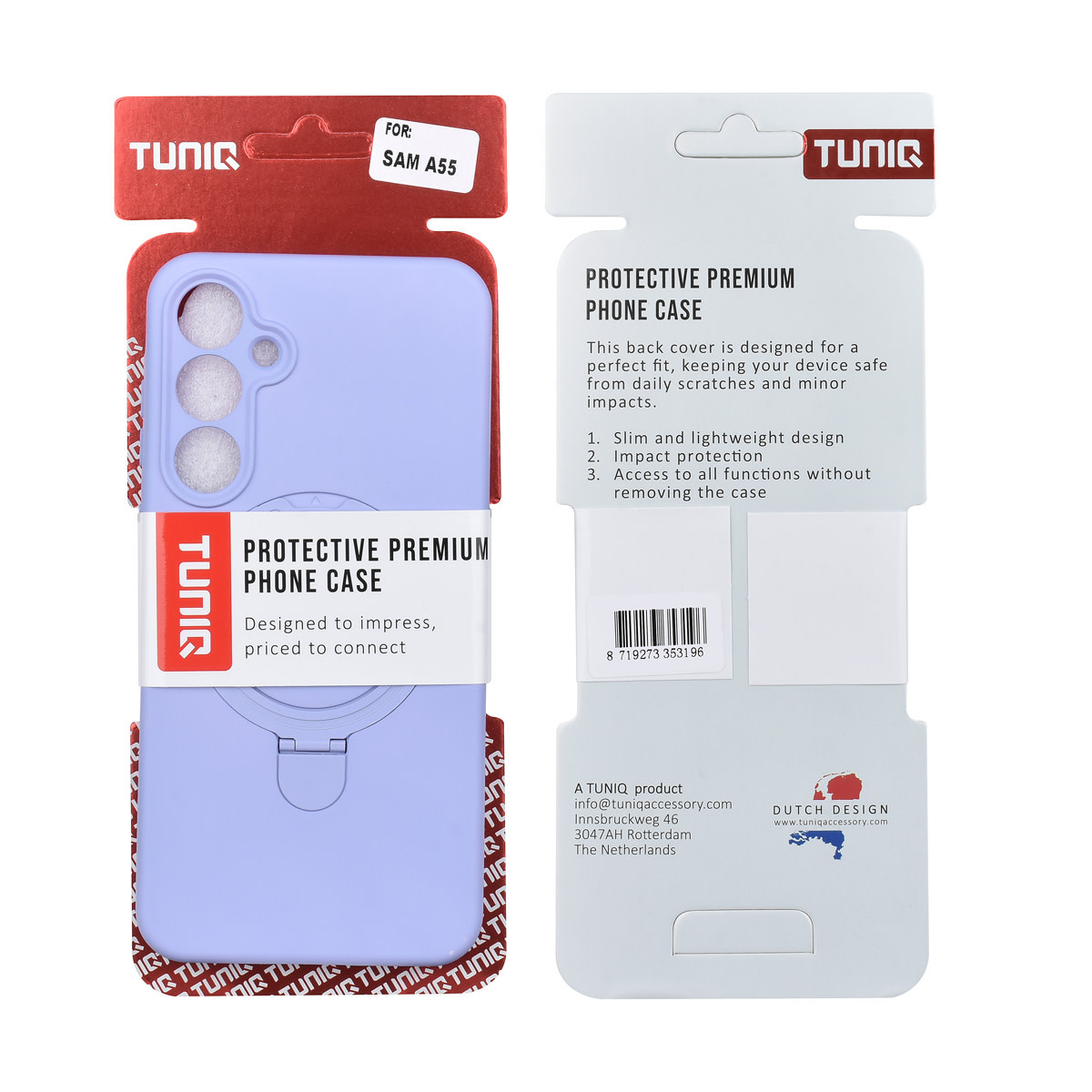 TUNIQ TUNIQ Galaxy A55 Backcover hoesje - Magsafe With Ring Stand - Hanger - Lila, foto 3 van 3