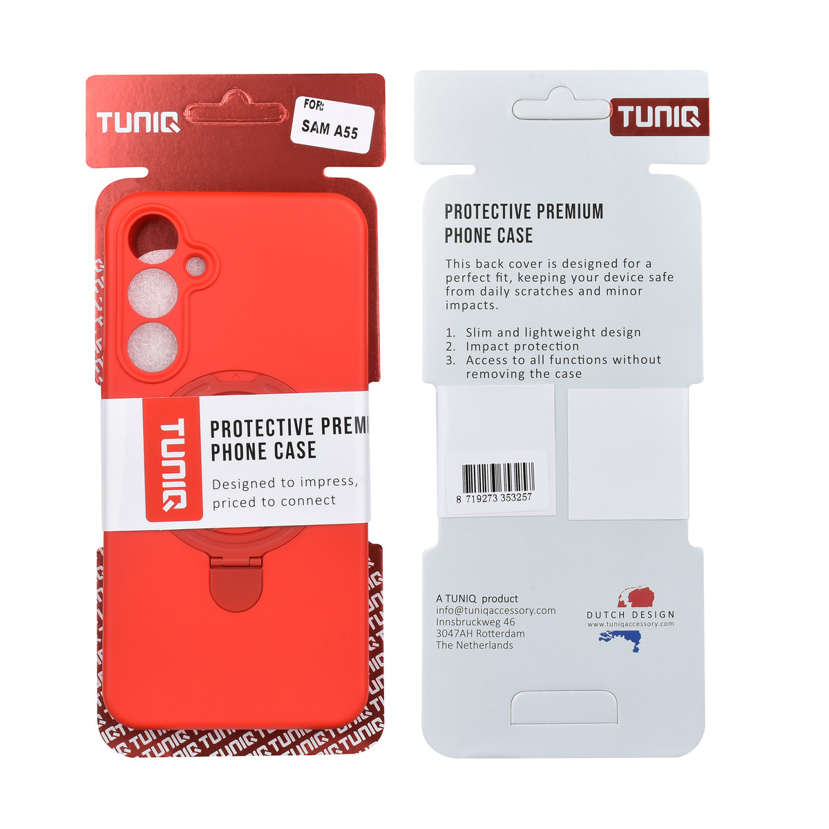 TUNIQ TUNIQ Galaxy A55 Backcover hoesje - Magsafe With Ring Stand - Hanger - Classic Red, foto 3 van 3