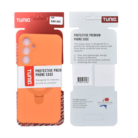 TUNIQ TUNIQ Galaxy A55 Backcover hoesje - Magsafe With Ring Stand - Hanger - Tangerine Orange