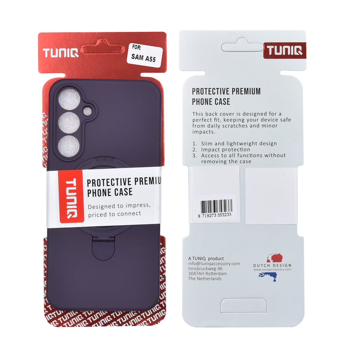 TUNIQ TUNIQ Galaxy A55 Backcover hoesje - Magsafe With Ring Stand - Hanger - Grape Purple, foto 3 van 3