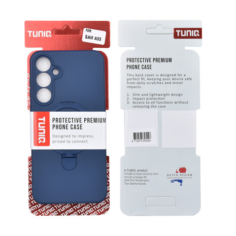 TUNIQ TUNIQ Galaxy A55 Back cover case - Magsafe With Ring Stand - Hanger - Navy Blue TUNIQ TUNIQ Galaxy A55 Back cover case - Magsafe With Ring Stand - Hanger - Navy Blue