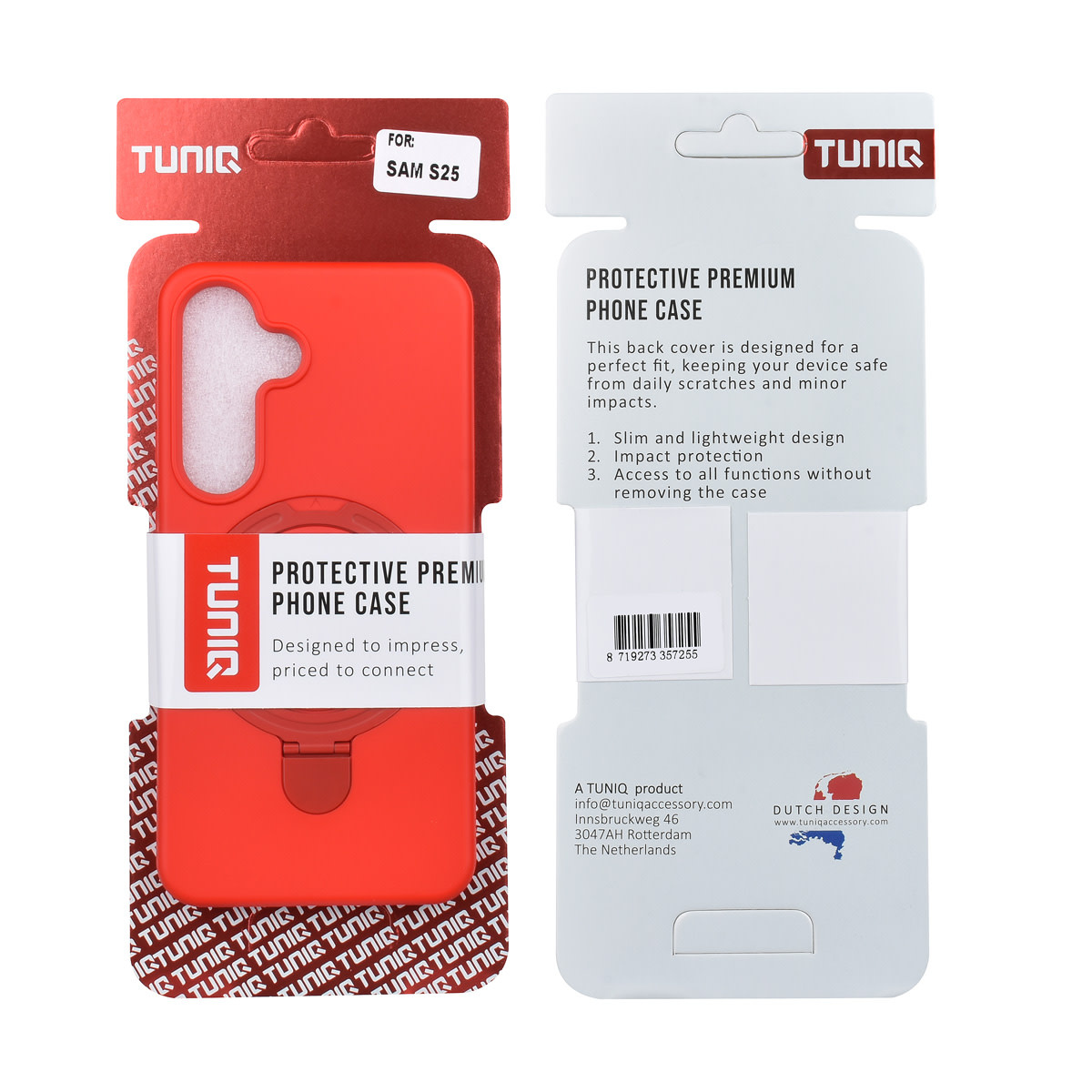 TUNIQ TUNIQ Galaxy S25 Backcover hoesje - Magsafe With Ring Stand - Hanger - Classic Red, foto 3 van 3