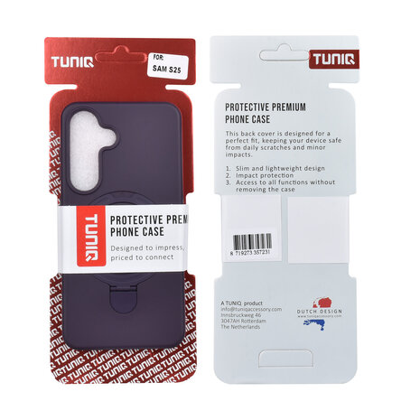 TUNIQ TUNIQ Galaxy S25 Back-Cover hul - Magsafe With Ring Stand - Hanger - Grape Purple TUNIQ TUNIQ Galaxy S25 Back-Cover hul - Magsafe With Ring Stand - Hanger - Grape Purple