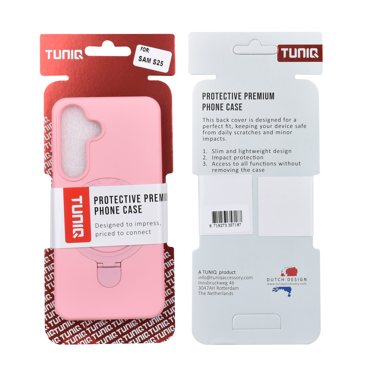 TUNIQ TUNIQ Galaxy S25 Backcover hoesje - Magsafe With Ring Stand - Hanger - Sakura Pink, foto 3 van 3