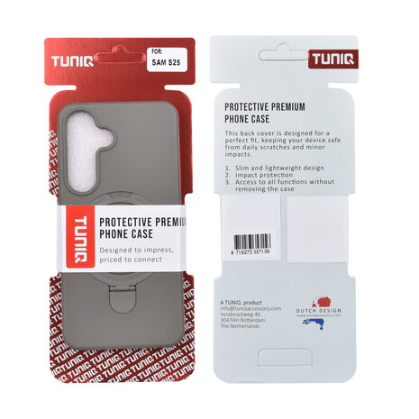 TUNIQ TUNIQ Galaxy S25 Back cover coque - Magsafe With Ring Stand - Hanger - Titanium Grey