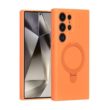 TUNIQ TUNIQ Galaxy S24 Ultra Backcover hoesje - Magsafe With Ring Stand - Hanger - Tangerine Orange