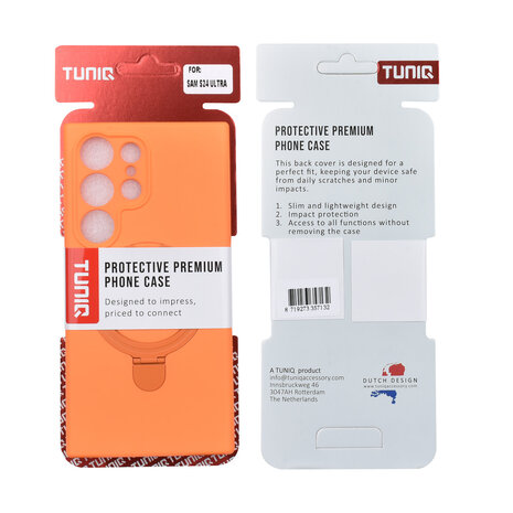 TUNIQ TUNIQ Galaxy S24 Ultra Back cover coque - Magsafe With Ring Stand - Hanger - Tangerine Orange