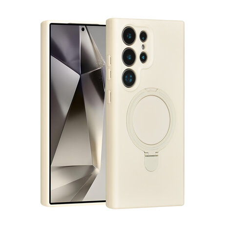 TUNIQ TUNIQ Galaxy S24 Ultra Backcover hoesje - Magsafe With Ring Stand - Hanger - Antique White