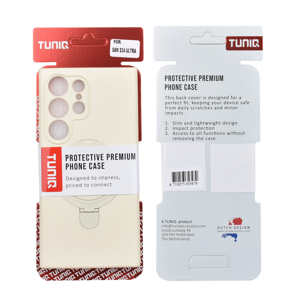 TUNIQ TUNIQ Galaxy S24 Ultra Back cover coque - Magsafe With Ring Stand - Hanger - Antique White TUNIQ TUNIQ Galaxy S24 Ultra Back cover coque - Magsafe With Ring Stand - Hanger - Antique White