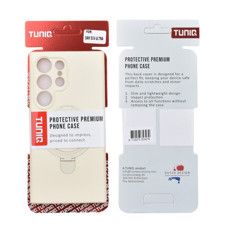 TUNIQ TUNIQ Galaxy S24 Ultra Back-Cover hul - Magsafe With Ring Stand - Hanger - Antique White