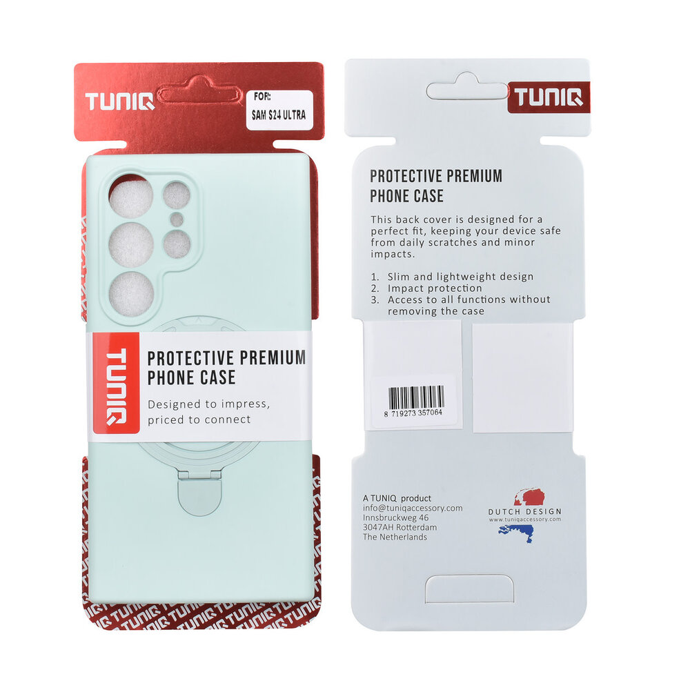 TUNIQ TUNIQ Galaxy S24 Ultra Backcover hoesje - Magsafe With Ring Stand - Hanger - Mint Green