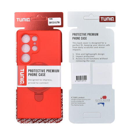 TUNIQ TUNIQ Galaxy S24 Ultra Back-Cover hul - Magsafe With Ring Stand - Hanger - Classic Red TUNIQ TUNIQ Galaxy S24 Ultra Back-Cover hul - Magsafe With Ring Stand - Hanger - Classic Red