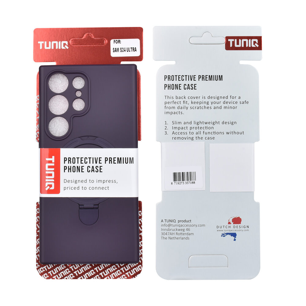 TUNIQ TUNIQ Galaxy S24 Ultra Backcover hoesje - Magsafe With Ring Stand - Hanger - Grape Purple TUNIQ TUNIQ Galaxy S24 Ultra Backcover hoesje - Magsafe With Ring Stand - Hanger - Grape Purple