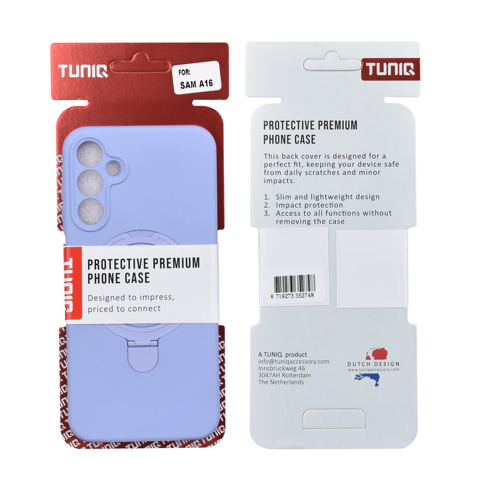 TUNIQ TUNIQ Galaxy A16 5G Back-Cover hul - Magsafe With Ring Stand - Hanger - Lila TUNIQ TUNIQ Galaxy A16 5G Back-Cover hul - Magsafe With Ring Stand - Hanger - Lila