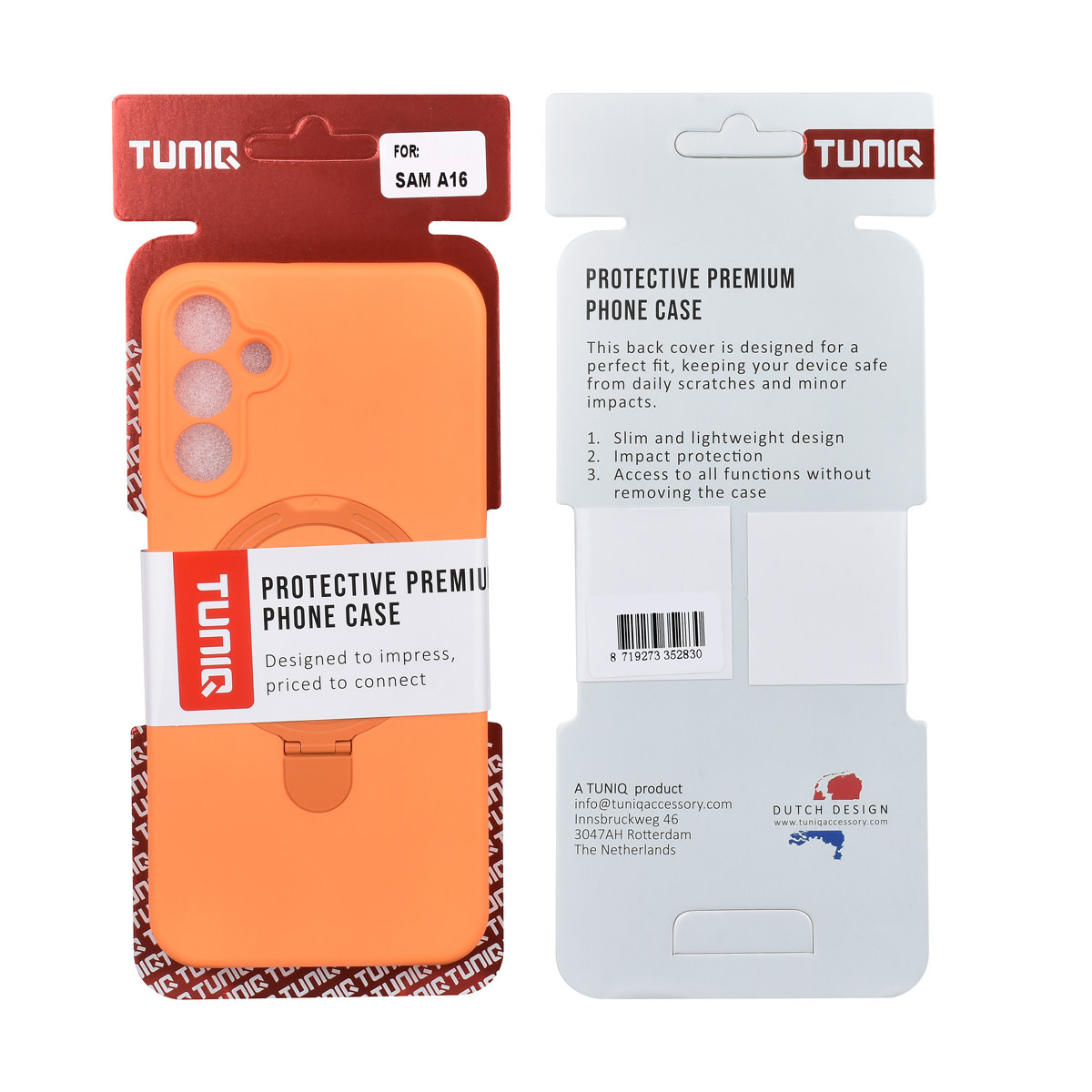TUNIQ TUNIQ Galaxy A16 5G Backcover hoesje - Magsafe With Ring Stand - Hanger - Tangerine Orange, foto 3 van 3