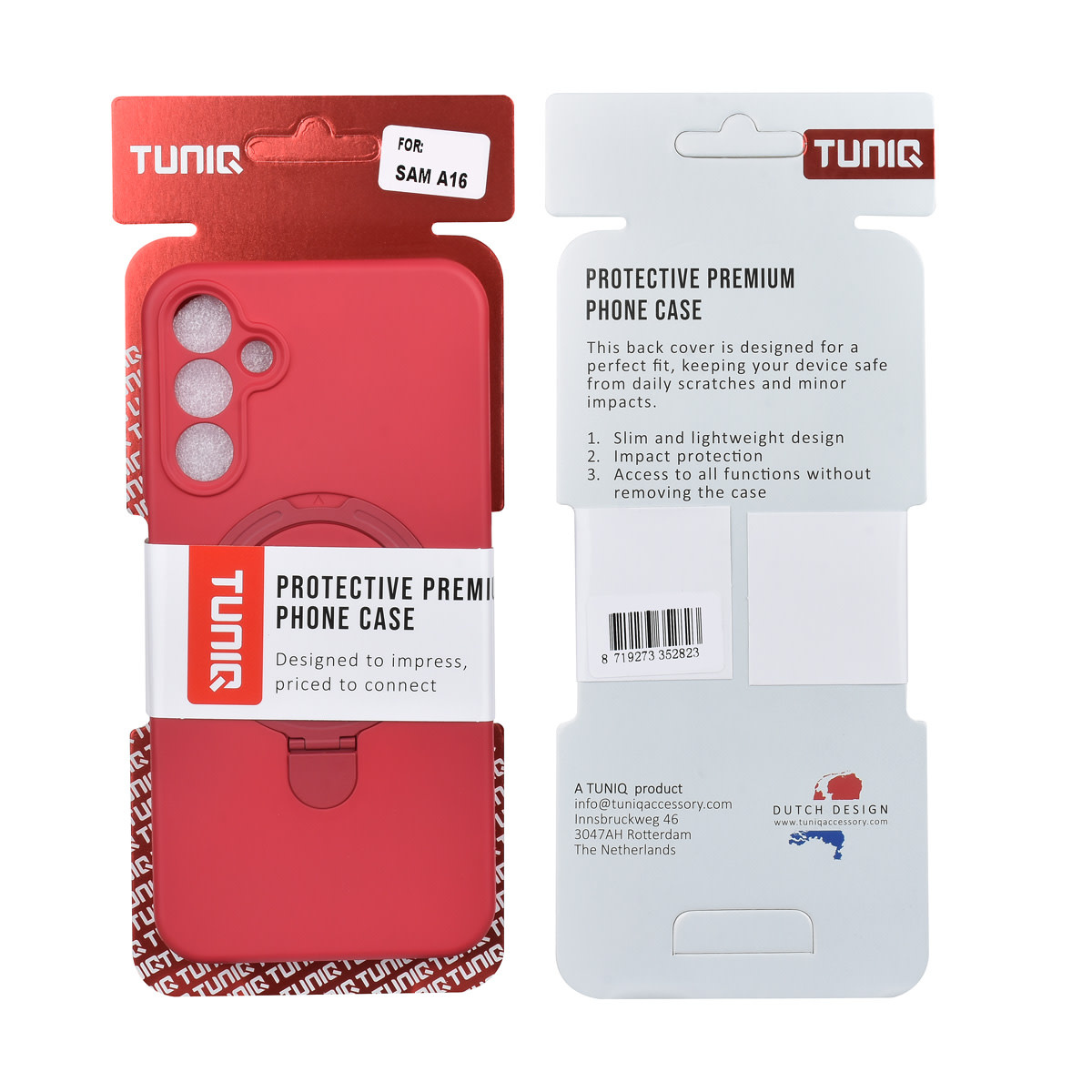 TUNIQ TUNIQ Galaxy A16 5G Backcover hoesje - Magsafe With Ring Stand - Hanger - Cherry Red, foto 3 van 3