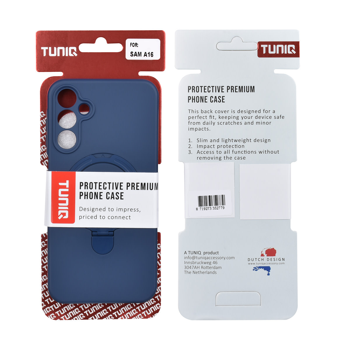 TUNIQ TUNIQ Galaxy A16 5G Backcover hoesje - Magsafe With Ring Stand - Hanger - Navy Blue, foto 3 van 3
