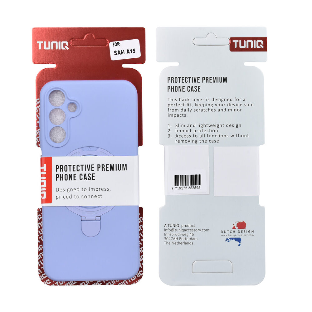 TUNIQ TUNIQ Galaxy A15 5G Back-Cover hul - Magsafe With Ring Stand - Hanger - Lila TUNIQ TUNIQ Galaxy A15 5G Back-Cover hul - Magsafe With Ring Stand - Hanger - Lila