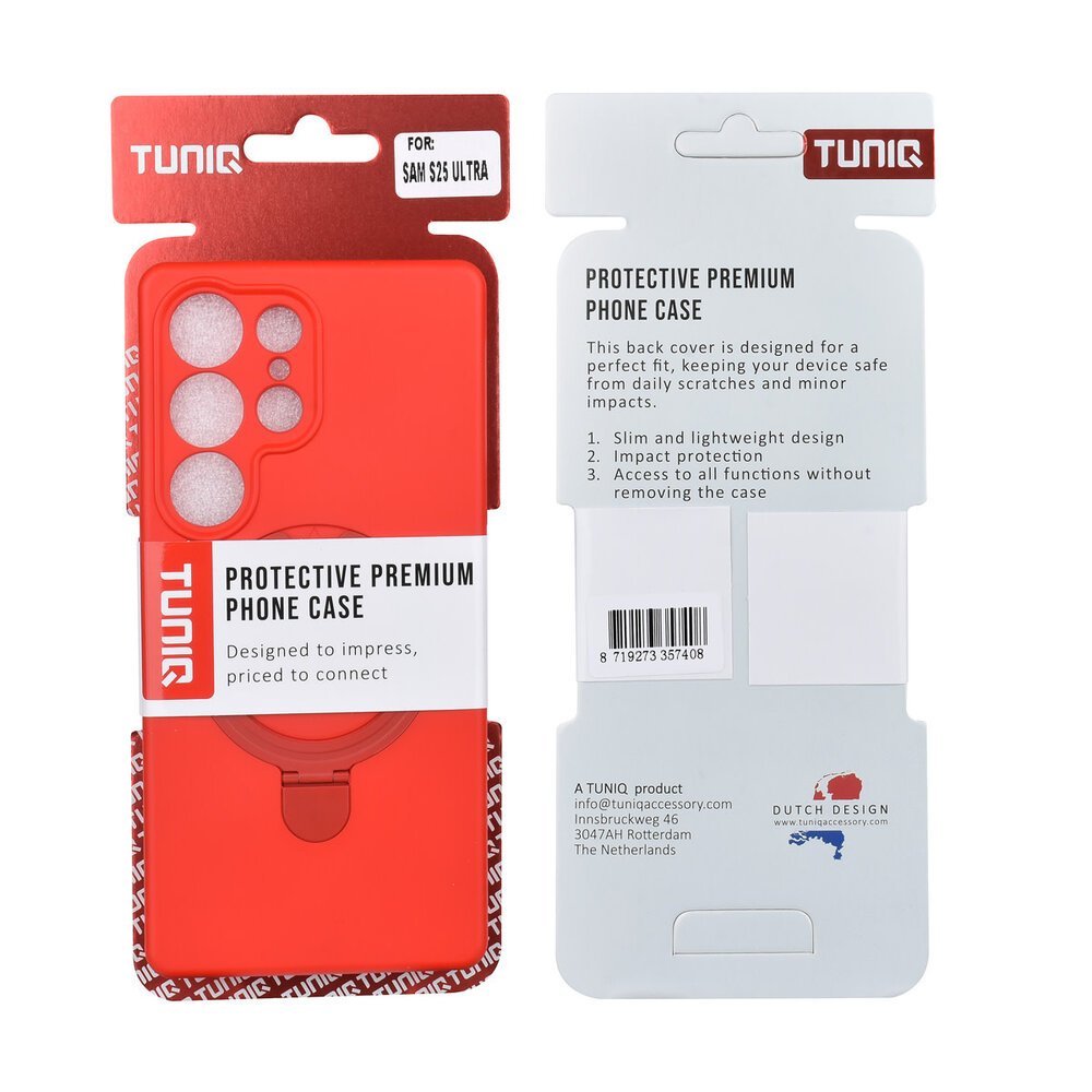 TUNIQ TUNIQ Galaxy S25 Ultra Back cover case - Magsafe With Ring Stand - Hanger - Classic Red