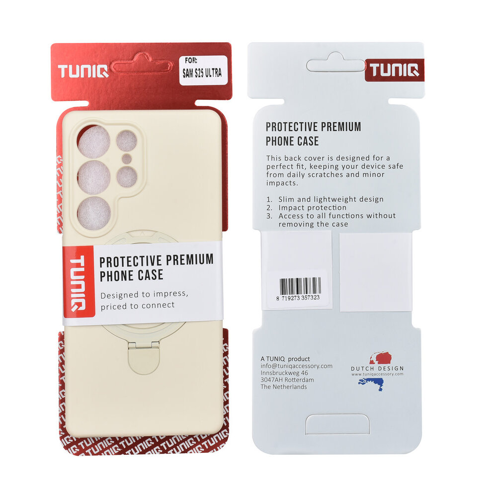 TUNIQ TUNIQ Galaxy S25 Ultra Backcover hoesje - Magsafe With Ring Stand - Hanger - Antique White
