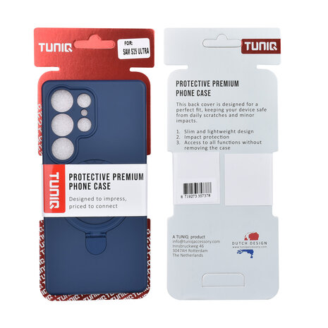 TUNIQ TUNIQ Galaxy S25 Ultra Back-Cover hul - Magsafe With Ring Stand - Hanger - Navy Blue TUNIQ TUNIQ Galaxy S25 Ultra Back-Cover hul - Magsafe With Ring Stand - Hanger - Navy Blue