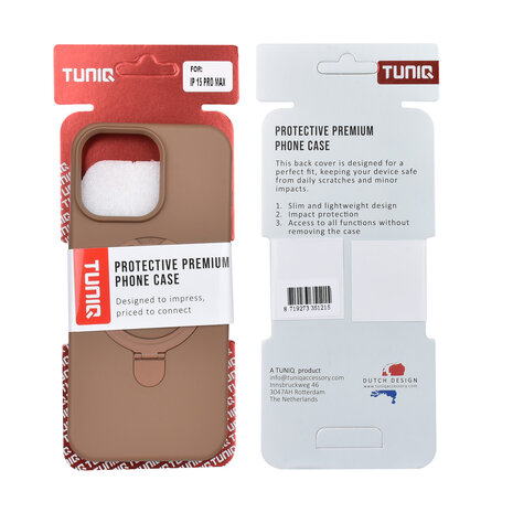 TUNIQ TUNIQ iPhone 15 Pro Max Backcover hoesje - Magsafe With Ring Stand - Hanger - Desert Brown