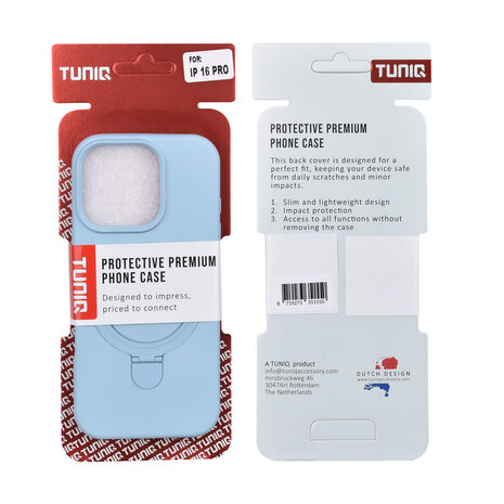 TUNIQ TUNIQ iPhone 16 Pro Back cover case - Magsafe With Ring Stand - Hanger - Baby Blue