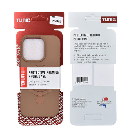 TUNIQ TUNIQ iPhone 16 Pro Back cover coque - Magsafe With Ring Stand - Hanger - Desert Brown TUNIQ TUNIQ iPhone 16 Pro Back cover coque - Magsafe With Ring Stand - Hanger - Desert Brown