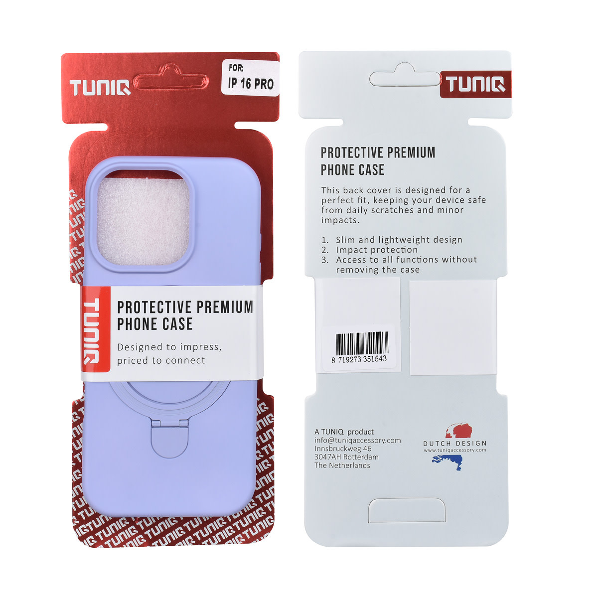 TUNIQ TUNIQ iPhone 16 Pro Backcover hoesje - Magsafe With Ring Stand - Hanger - Lila, foto 3 van 3