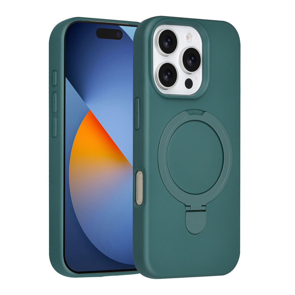 TUNIQ TUNIQ iPhone 16 Pro Back-Cover hul - Magsafe With Ring Stand - Hanger - Dunkelgrün TUNIQ TUNIQ iPhone 16 Pro Back-Cover hul - Magsafe With Ring Stand - Hanger - Dunkelgrün