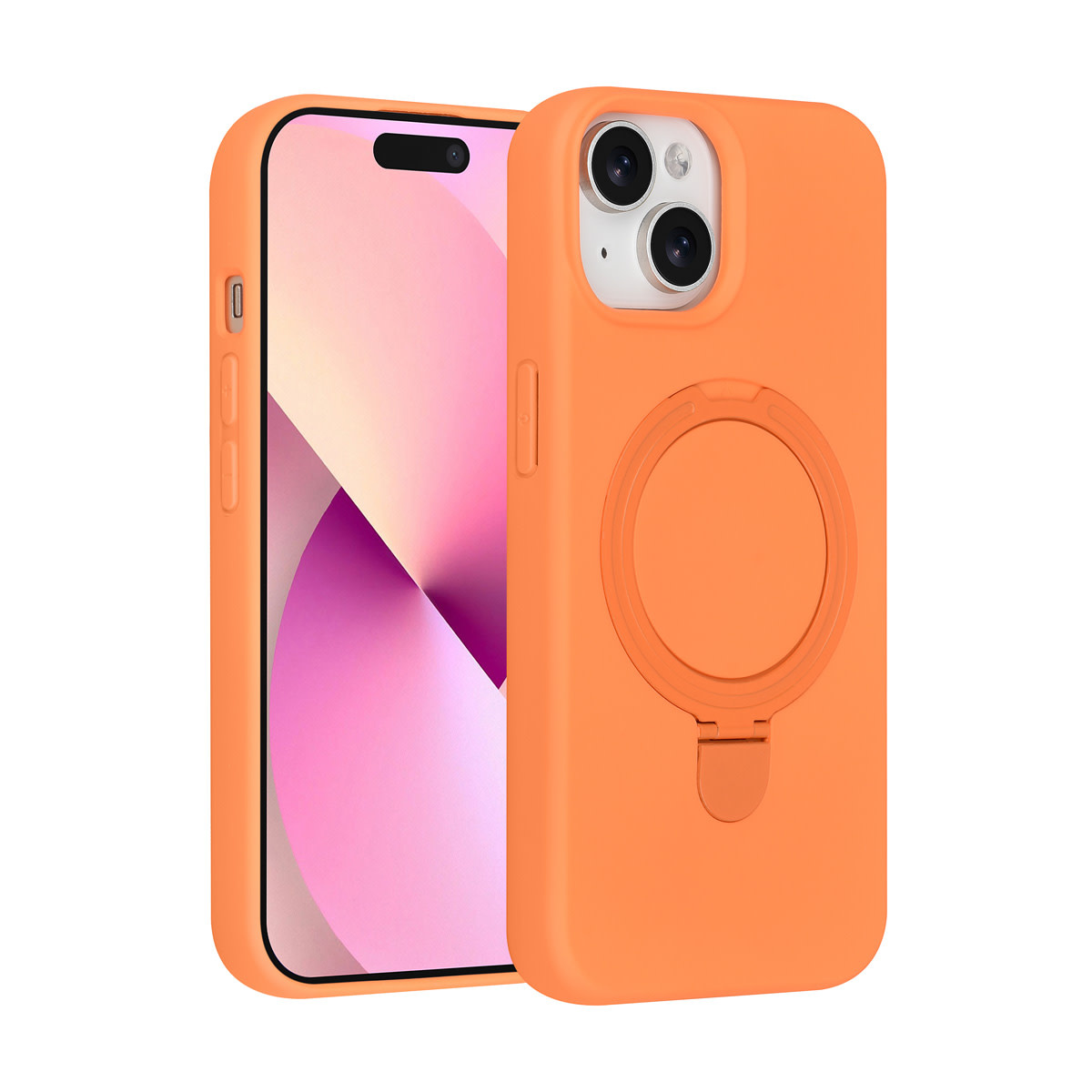 TUNIQ TUNIQ iPhone 15 Backcover hoesje - Magsafe With Ring Stand - Hanger - Tangerine Orange