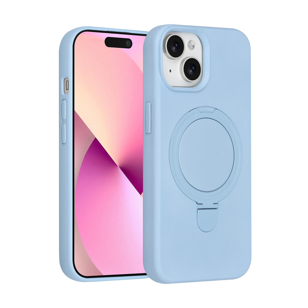 TUNIQ TUNIQ iPhone 15 Backcover hoesje - Magsafe With Ring Stand - Hanger - Baby Blue TUNIQ TUNIQ iPhone 15 Backcover hoesje - Magsafe With Ring Stand - Hanger - Baby Blue