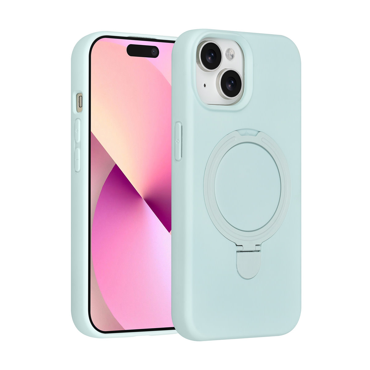 TUNIQ TUNIQ iPhone 15 Backcover hoesje - Magsafe With Ring Stand - Hanger - Mint Green