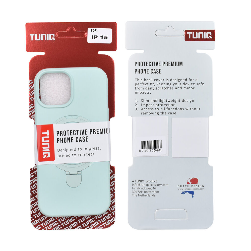 TUNIQ TUNIQ iPhone 15 Back cover case - Magsafe With Ring Stand - Hanger - Mint Green