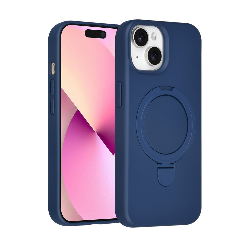 TUNIQ TUNIQ iPhone 15 Back-Cover hul - Magsafe With Ring Stand - Hanger - Navy Blue