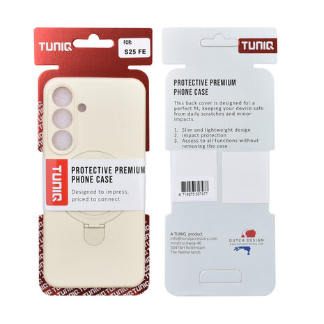 TUNIQ TUNIQ Galaxy S25 FE Backcover hoesje - Magsafe With Ring Stand - Hanger - Antique White TUNIQ TUNIQ Galaxy S25 FE Backcover hoesje - Magsafe With Ring Stand - Hanger - Antique White