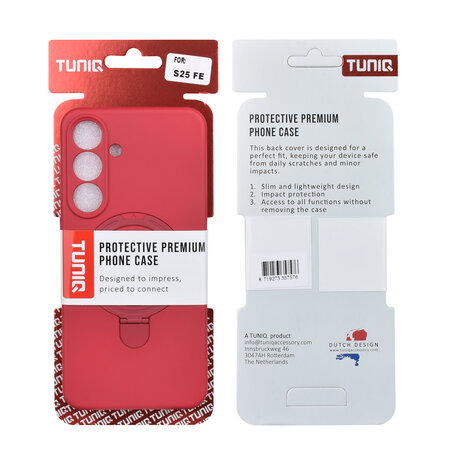TUNIQ TUNIQ Galaxy S25 FE Back cover case - Magsafe With Ring Stand - Hanger - Cherry Red