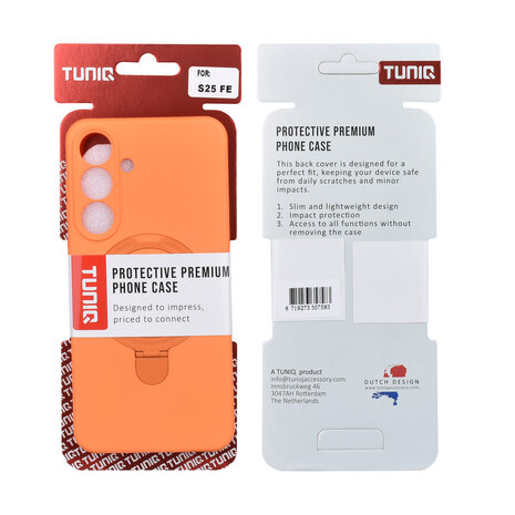 TUNIQ TUNIQ Galaxy S25 FE Backcover hoesje - Magsafe With Ring Stand - Hanger - Tangerine Orange TUNIQ TUNIQ Galaxy S25 FE Backcover hoesje - Magsafe With Ring Stand - Hanger - Tangerine Orange