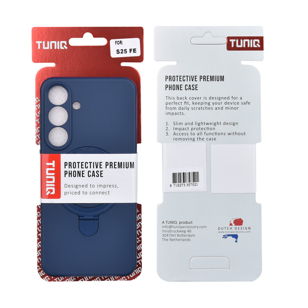 TUNIQ TUNIQ Galaxy S25 FE Back cover coque - Magsafe With Ring Stand - Hanger - Navy Blue TUNIQ TUNIQ Galaxy S25 FE Back cover coque - Magsafe With Ring Stand - Hanger - Navy Blue