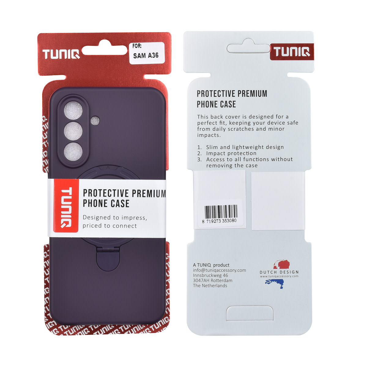 TUNIQ TUNIQ Galaxy A36 Backcover hoesje - Magsafe With Ring Stand - Hanger - Grape Purple, foto 3 van 3