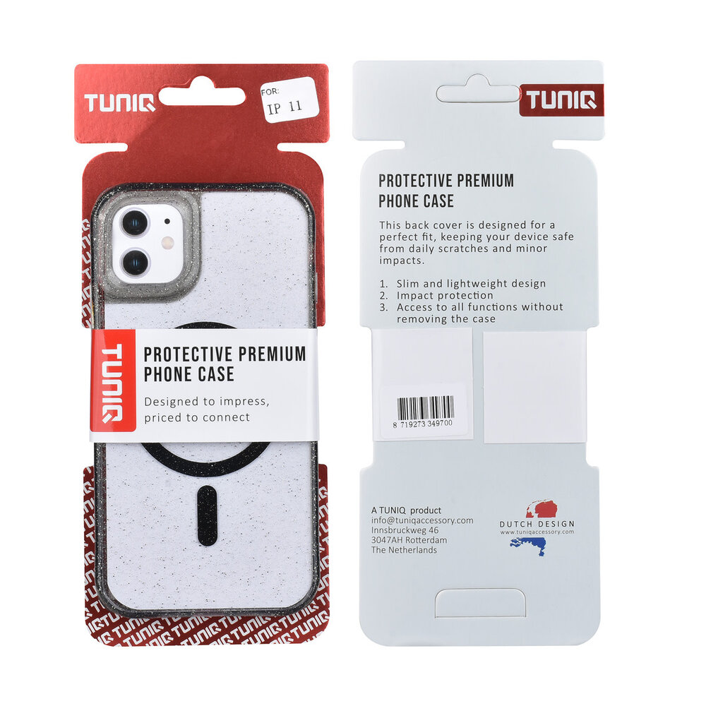 TUNIQ TUNIQ iPhone 11 Back cover case - Magsafe - Glitter - Hanger - Black