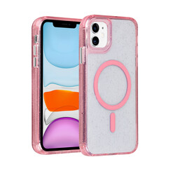 TUNIQ iPhone 11 Back-Cover hul - Magsafe - Glitter - Hanger - Rosa