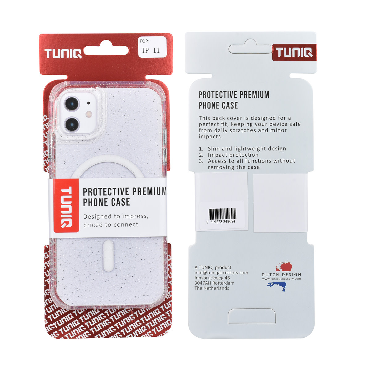 TUNIQ TUNIQ iPhone 11 Backcover hoesje - Magsafe - Glitter - Hanger - Transparant, foto 3 van 3