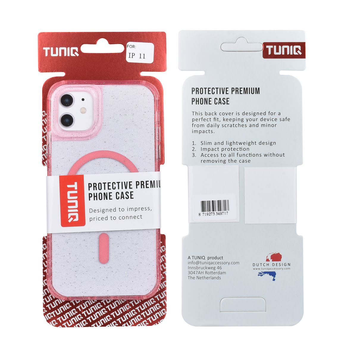 TUNIQ TUNIQ iPhone 11 Backcover hoesje - Magsafe - Glitter - Hanger - Roze, foto 3 van 3