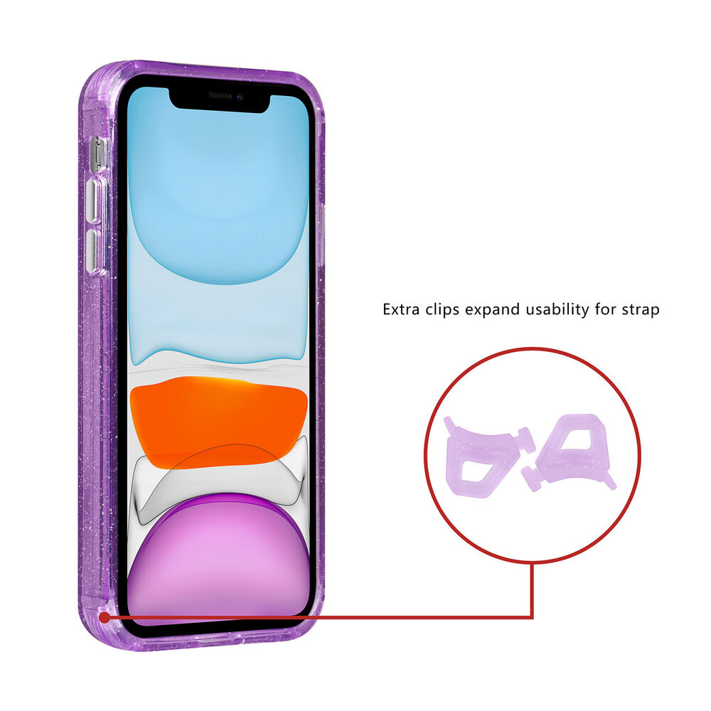 TUNIQ TUNIQ iPhone 11 Back cover case - Magsafe - Glitter - Hanger - Purple