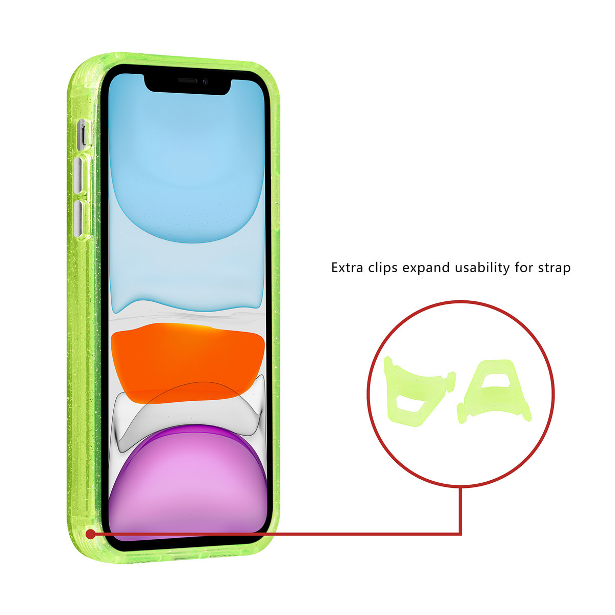 TUNIQ TUNIQ iPhone 11 Backcover hoesje - Magsafe - Glitter - Hanger - Groen, foto 2 van 3